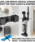 Wall Mount Docking Station For LVAC 200 Cordless Vacuum installed in laundry room, showcasing space-saving organization for tools.