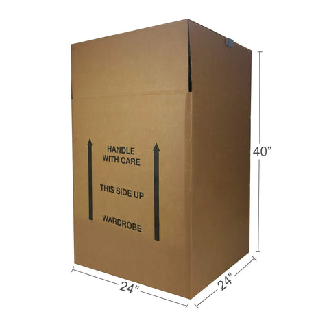 Dang Sturdy Cardboard Wardrobe Moving Boxes Featuring Heavy Duty Metal Clothes Hanger Bar, 24x24x40 inch cardboard box.