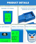 Dope 8 In 1 Soil Meter For Moisture pH Fertility Light And Temperature With Real Time Readouts And Ambient Humidity For Gardeners And Plant Lovers To Dial In Healthy Growth, blue LCD display