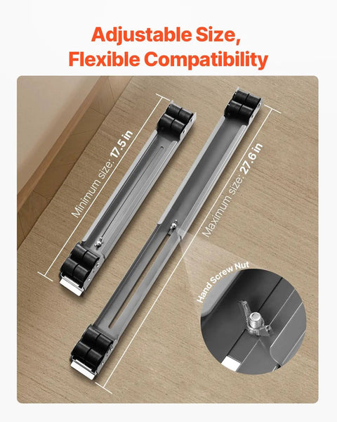 Heavy Duty Appliance Rollers With Extendable Base, 16 Wheel Under Furniture Moving Cart, adjustable size from 17.5 to 27.6 inches, gray