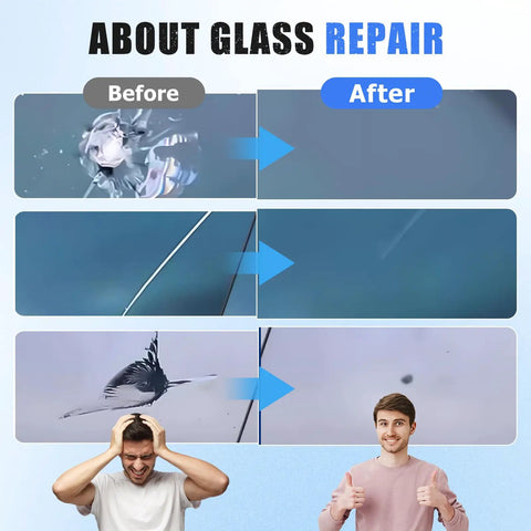 Before and after results using Windshield Crack Repair Kit For Cars, Universal Car Windshield Repair Tool Set That Fixes Small Cracks Fast.