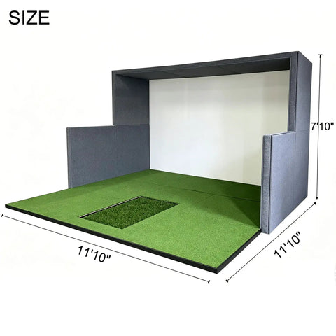Modular Golf Simulator Enclosure With Premium Panel Wall System For Indoor Cages Impact Screen And Turf Flooring 11 ft 10 in