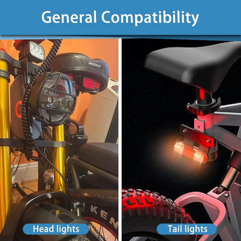 Y Splitter Extension Cable For Ebike 2 Female To 1 Male Waterproof Wire 7 Inch Length Keeps Lights Brakes Sensors Gear Sensor And Battery For Ride Ready 36V E Bikes Setup 2 Pack demonstrating head and tail light use.