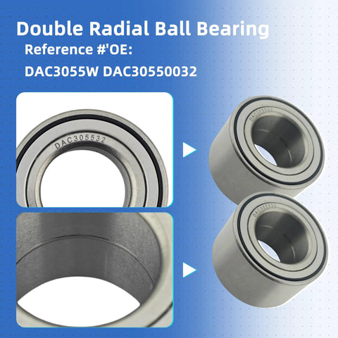 Two Piece Rugged Wheel Hub Ball Bearings For Atv Utv 30X55X32mm showing inner race and outer diameter details.