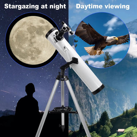 Portable 76mm Aperture Reflector Telescope With 700mm Focal Length 35x to 525x Magnification Newbie Friendly with tripod
