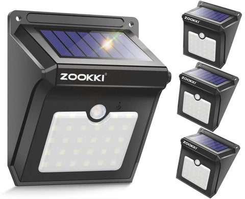 Solar Outdoor Motion Sensor Lights 120 Degree Wide Illumination IP65 Waterproof Wireless Security Lighting For Garden Fence Patio Deck
