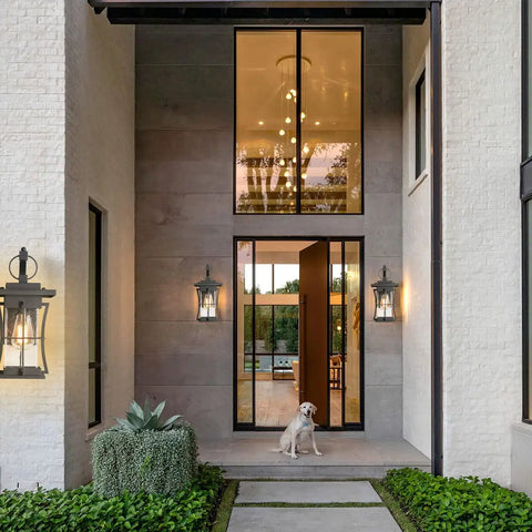 Entrance with Outdoor Wall Mount Porch Light Sconces IP65 E26 Waterproof Exterior Light Fixture Wall Lanterns, pathway view