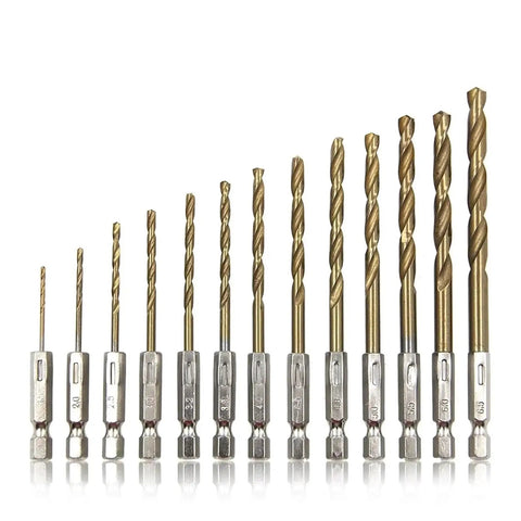 Top Tier 13 Piece Twist Drill Bit Kit With Ultra Sharp M35 High Speed Steel Construction And 135 Degree Point Tips for stainless steel.
