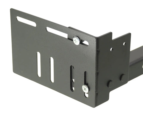 Built Different Headboard Adapter Brackets For King And Queen Size Bed Frames with dark brown steel connector plates close up.