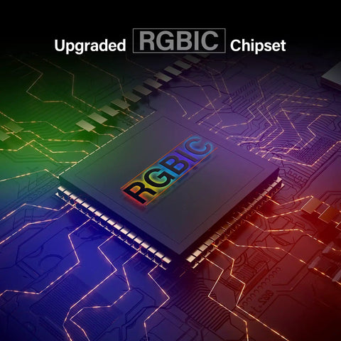 Close-up of RGBIC chipset for RGBIC Neon Rope Lights 16.4ft With Music Sync Dope Gaming Mood Lighting.