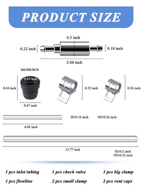 Product size details of Brake Bleeder Hose Kit With Two Hoses And One Way Check Valve For Cars And Motorcycles Versatile Brake Fluid Bleeder Tool Set