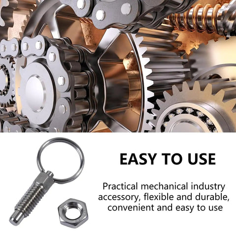 4 Pcs Pull Style Indexing Plunger Pins Stainless Steel Spring Loaded Knurled Thumbwheel on mechanical parts backdrop.