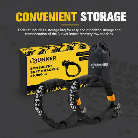 Heavy Duty Synthetic Soft Shackle Rope Half Inch By Twenty Three Inch With 49,000 Pounds Breaking Strength, packaging and bag