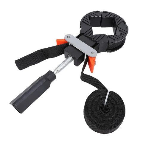 Quick Tension Adjustable Strap Clamp For Pro Level Woodworking And Swifter Picture Frame Assembly featuring 32 ft nylon strap and lever action.