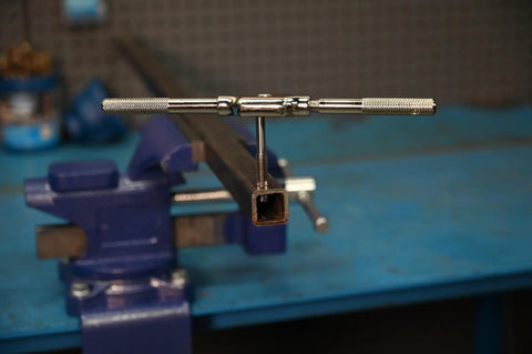 12.0x1.25 Tap And Drill Set With 27 64 Inch Drill Bit Pro Grade High Carbon Steel Plug Tap in use on workbench