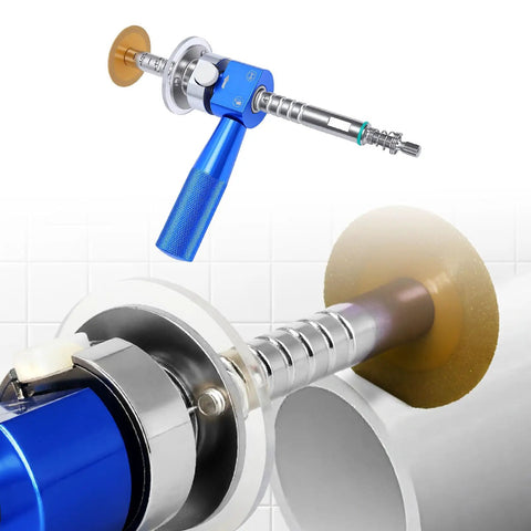 Inside Pipe Cutter With 1/4 Inch Hex Shank Quick Adjust Depth Button And 2 In 3 In Guide Plates in action on pipe