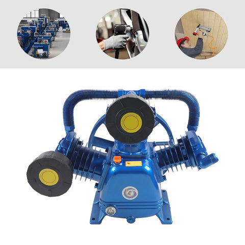 10Hp Portable Air Compressor Pump Head 7.5kw High Efficiency Motor with blue housing and dual compression for industrial use.