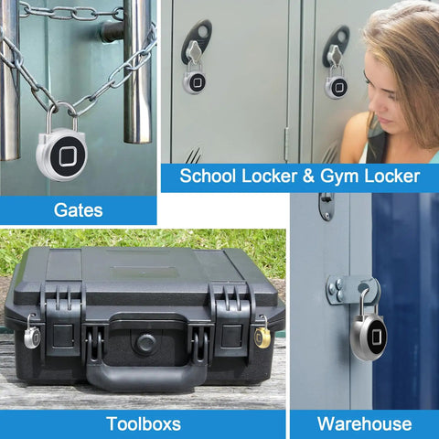 Biometric Fingerprint Padlock With Bluetooth App Control No Key Needed For Locker Or Gym Storage Luggage Water Resistant Design