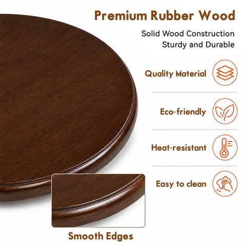 Top Shelf Walnut Lazy Susan Turntable 35.5 Inch Oversized Counter Rotating Tray with solid rubber wood surface.
