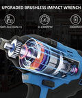 Cutaway view of Cordless Brushless Half Inch Impact Wrench With 260 Ft Lbs Max Torque 2.0Ah Battery The Go To Tool For Car Tire Changes Fast Lug Nut Power Quiet Long Lasting