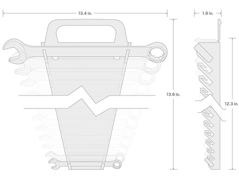 Diagram of Beefy 15 Piece SAE Combination Wrench Set With Angled Open End For Tight Spaces 1/4 Inch To 1 Inch Sizes Plus Holder