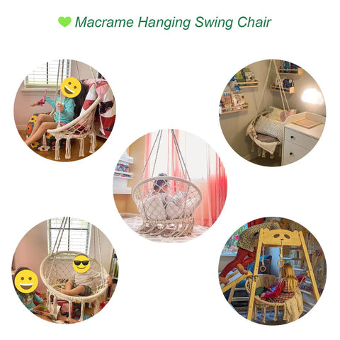 Kids Hammock Swing Chair For Indoor And Outdoor Fun, Handmade Macrame Knitted Hanging Seat For Toddlers Aged 2 To 5 area view