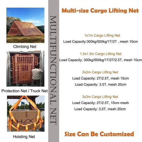 Heavy Duty Cargo Lifting Net With Tear Resistant Nylon Hoisting Sling For Loading And Unloading Durable Garden Handling Straps Easy Haul For Heavy Loads, multi-size options