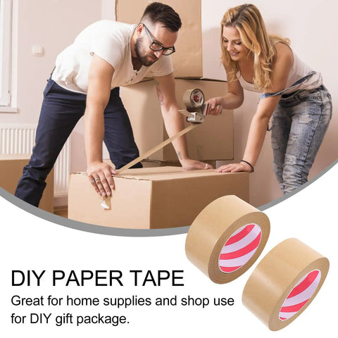 2 Pack Kraft Paper Packing Tape Water Resistant Sealing Tape For Shipping And Home Use Hand Tearable Brown Box Tape