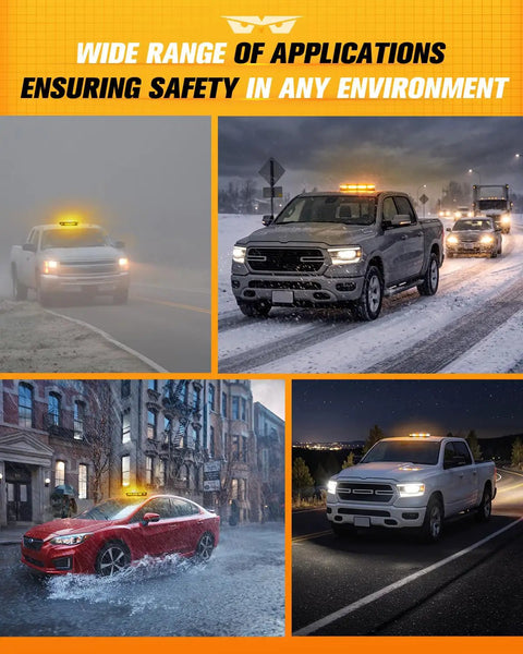 Heavy Duty 56 Led Amber White Rooftop Beacon Strobe Light Bar For Trucks And Work Vehicles Pro Grade Warning Flasher Lamp For Snowplows job site use in snow, fog, and rain on various vehicles.