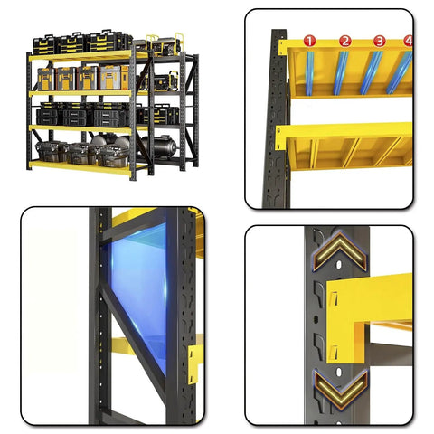 Flex Your Storage Game With This Rock Solid 5 Tier Garage Shelving Rack featuring heavy duty steel construction and diagonal bracing.