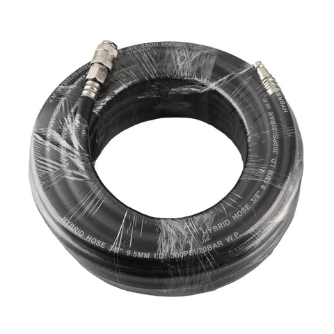 Heavy Duty Flexible Rubber Pneumatic Air Hose Kit 15 Meter Length 900 PSI Burst 5 Piece Compressor Accessory Set With Arrow Storage Case Fittings For Air Compressor Use On Projects Inside Garage Or Shop Top Tier Solid Gear Built To Last Forever coiled rubber hose with fittings