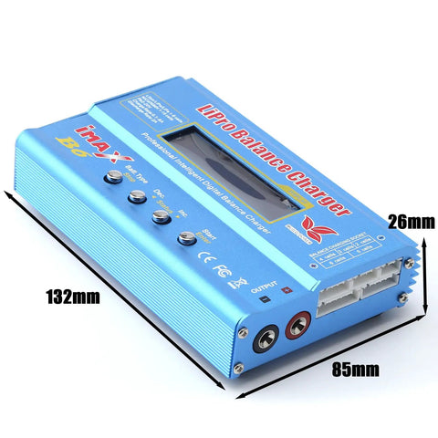 B6 Mini Multi Functional Balance Charger Discharger For LiPo LiIon Life NiCd NiMH Pb RC Batteries with dimensions 132mm x 85mm x 26mm