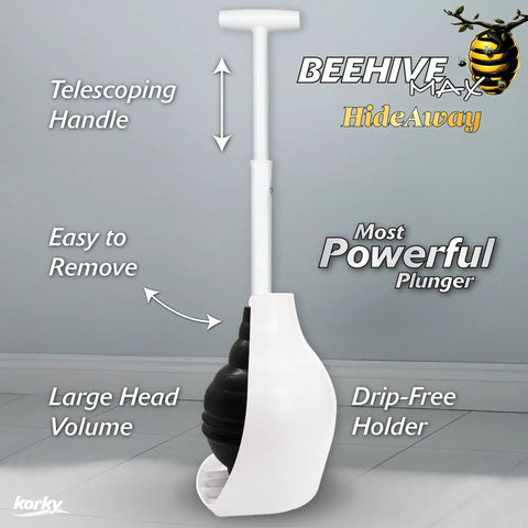 Heavy Duty Toilet Plunger Featuring Signature Beehive Shape And Drip Free Carry Handle That Blasts Away Stubborn Clogs Quick On Any Toilet Model crafted from durable rubber with a telescoping handle.