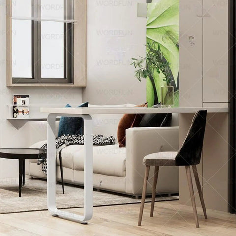 Built Tough Heavy Duty Cold Rolled Steel Table Legs Rock Solid Desk Base with smooth rounded edges in modern living room setup.