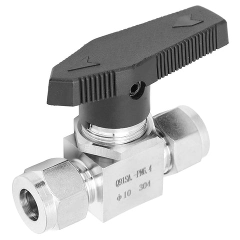 DANAIXZ 304 stainless steel needle valve with black lever handle, 2-way high‑pressure flow control, threaded ports