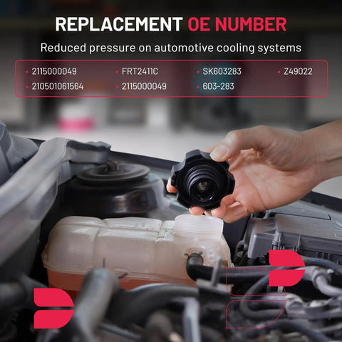 Hand installing a replacement cap on Mercedes-Benz Engine Coolant Expansion Reservoir Overflow Tank Replacement For CLS And E Class Models CLS350 CLS500 CLS550 CLS63 E63 E55 CLS55 AMG E280 E300 E320 E350 E500 E550 Durable Leak Free Coolant Recovery Tank