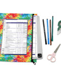 Tie Dye Zippered Coupon Organizer For Binders With Three Grommet Holes and accessories, colorful pouch holding papers