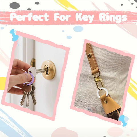 48 Pack Bulk Value Set Multicolor Small Round Carabiner Clips 1 Inch Metal Key Ring Hooks For DIY Keychains Bags Purses Crafts And Quick Attachments Great For Dog Tags And Accessories Perfect For Keychain Making Bag Charms Purses Dog Tags Lanyards And shown in use for keys and bag straps