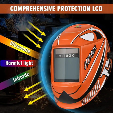 Auto Darkening Welding Helmet With Ultra Large 3.9 By 3.1 Inch True Color View with comprehensive protection features