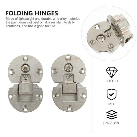 Durable Zinc Alloy Folding Hinges For Cabinets And Tables, 90 Degree Concealed Drop Down Hinges, Heavy Duty 2 Pack, Silver Finish