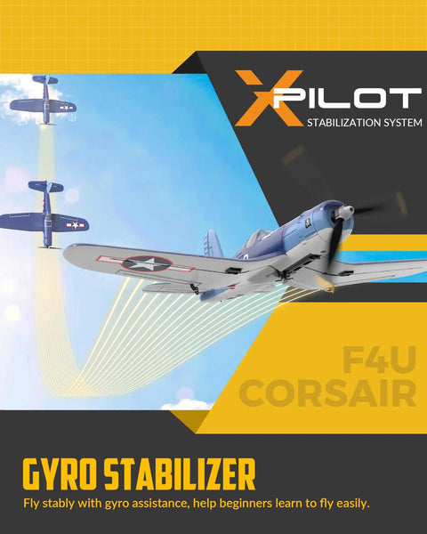 Beginner Friendly WWII F4U Corsair RC Plane With Aileron flying with Xpilot Gyro Stabilizer system in detailed view