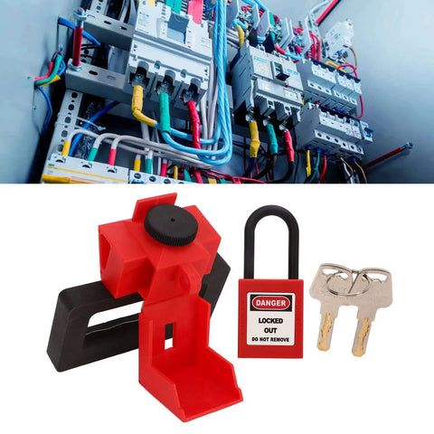 Heavy Duty Nylon Clamp On Breaker Lockout Padlock Kit Universal Tag Out Setup Built Dope For Industrial And Automotive Crews Who Want Straight Up Reliable Safety Locks with padlock and keys.