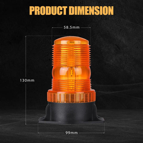 Badass Heavy Duty Amber Emergency Hazard Warning Beacon Rooftop Strobe Light Featuring Thirty Bright LEDs dimensions 130mm x 99mm x 58.5mm
