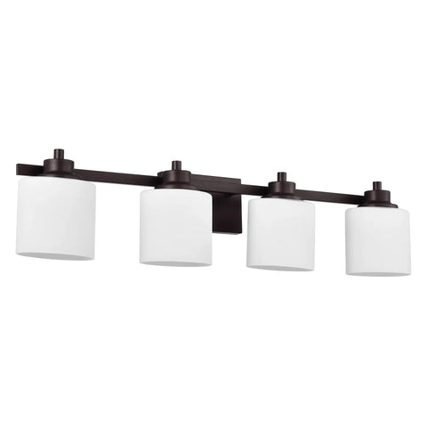 Solbi Contemporary 4 Light Oil Rubbed Bronze Bath Vanity Fixture 33 Inch Wide with Frosted Etched Glass Uplight and Downlight