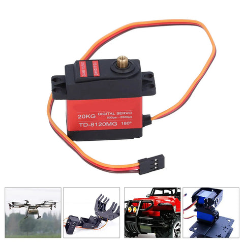 High Precision Waterproof Digital Servo Motor With 20kg Killer Torque And Rock Solid Heavy Duty Metal Gears For Cars Trucks Planes Drones, designed for RC applications.