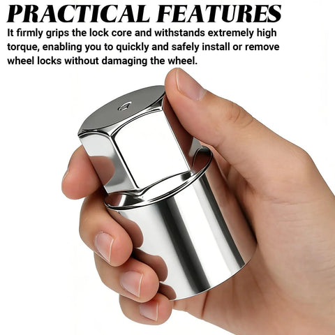 Close-up of hand holding Heavy Duty D Wheel Locking Lug Nut Removal Tool Key Anti Theft Socket Replacement for Toyota Tacoma
