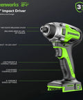24V Brushless Cordless Impact Driver Kit With 2650 Inch Pounds Torque, Quarter Inch Hex, Variable Speed, Ultra Compact Design