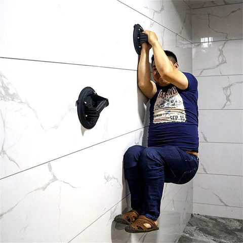 Professional Grade Eight Inch Glass Suction Cup Lifter Built With Manual Vacuum Pump and Ergonomic Handles to Grip granite tile windows in use.