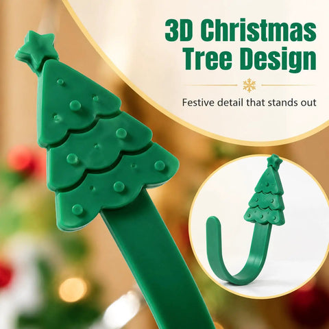 Heavy Duty Christmas Adhesive Wall Hooks For Stockings And Garland Damage Free Clear Sticky Holders With Chill Out Setup For Sweet Grip Mantel Holiday Decoration with 3D green tree design
