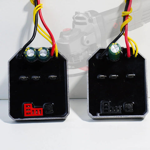 Heavy Duty 60 Amp 21 Volt Brushless Angle Grinder Control Board With Single Capacitor For Lithium Tools, metal build with wires.